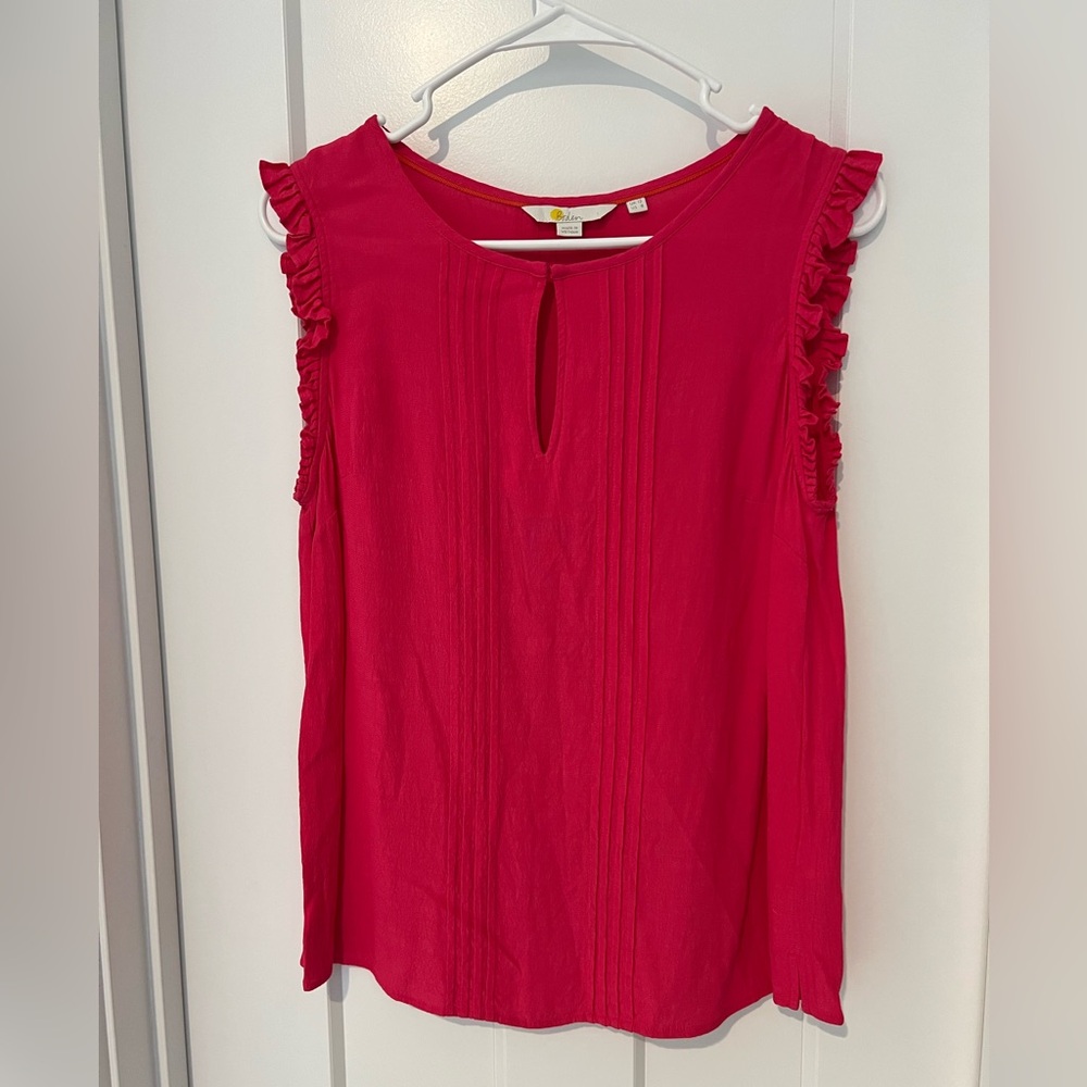 Boden: Hot Pink Sleeveless Ruffle Top: Size US 8